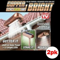 BargainJunkie As Seen On TV Copper Bright 3-in-1 Solar Light, 2-Pack