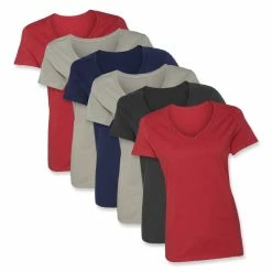 BargainJunkie New Hanes Womens 100% Ringspun Cotton Nano-T V-Neck T-Shirt
