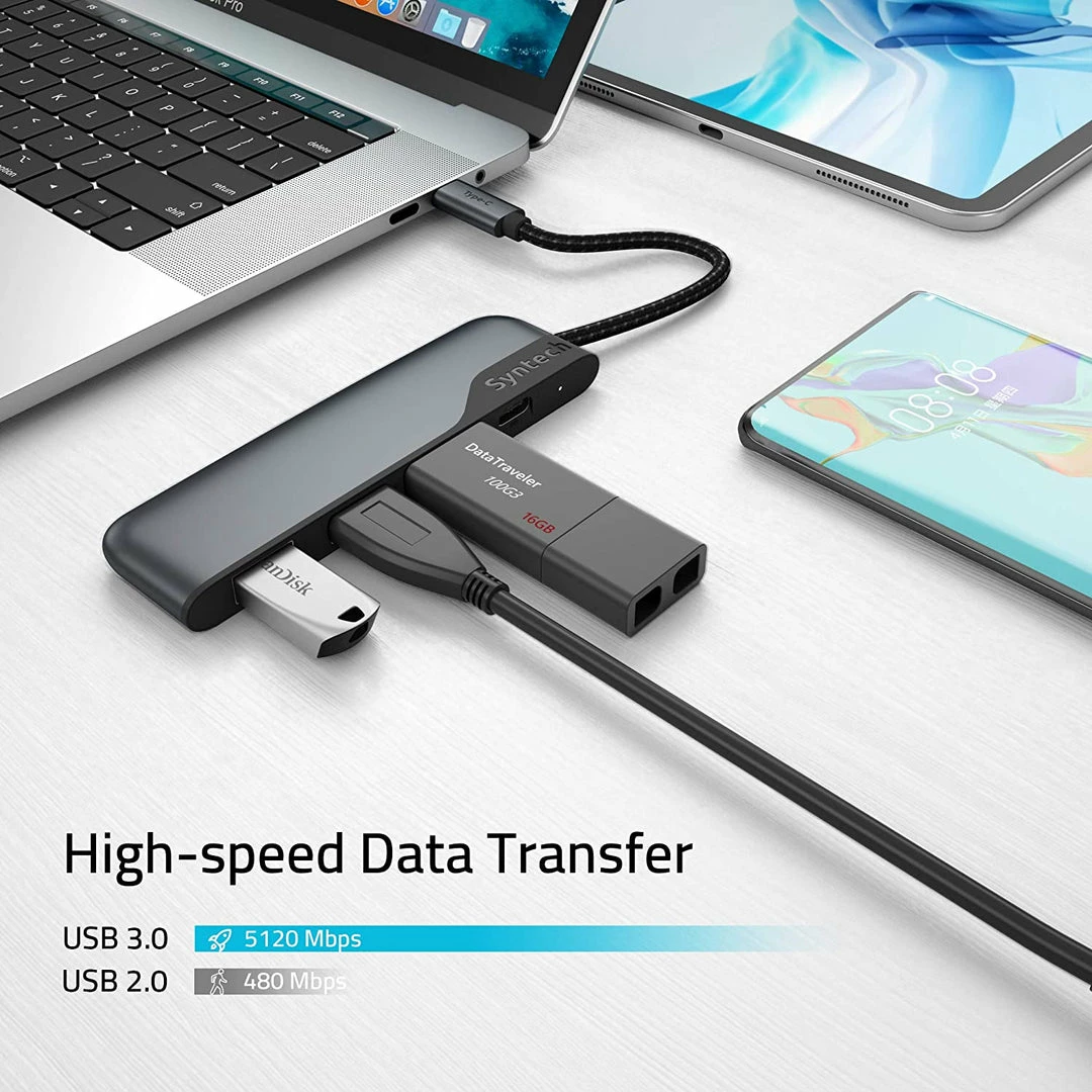 BargainJunkie Syntech USB C Hub 4-in-1 USB C To USB Adapter