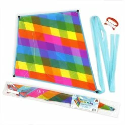 BargainJunkie New K-Roo Sports Super Rad Rainbow Plaid Diamond Kite