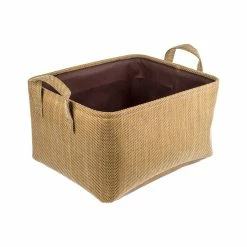 BargainJunkie Home Ease 4 Piece Deluxe Fabric Storage Basket Set, Brown Home & Garden