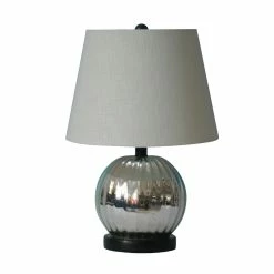 BargainJunkie Catalina 12.5-in 3-Way Mercury Indoor Table Lamp With Fabric Shade Home & Garden