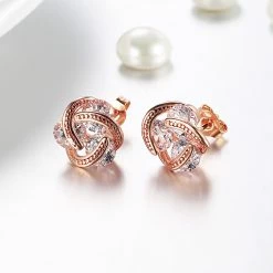 BargainJunkie Swarovski Crystal Knot Stud Earrings Set