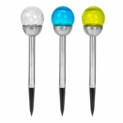 BargainJunkie New 12 Pack Intellibrands Solar Glass Crackle Ball Lights