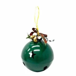 BargainJunkie 6 Inch Round Jingle Bell Christmas Decor, Green New