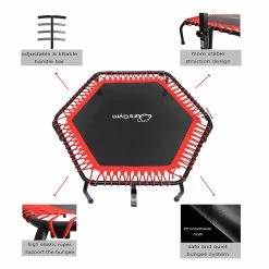 BargainJunkie OursGym Indoor Fitness Trampoline With Adjustable Handrail Bar, Red New