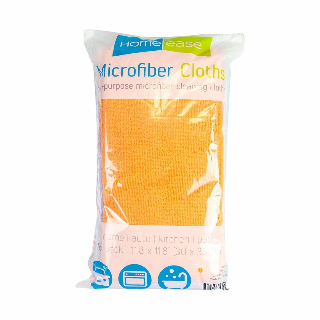 BargainJunkie Home & Garden Home Ease 16 Pack All-Purpose Microfiber Cleaning Cloths, Assorted Colors