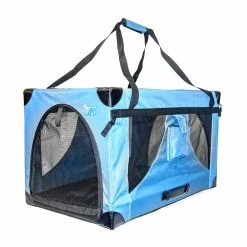 BargainJunkie Large Folding Pet House And Pet Carrier, Blue Bargain Basement