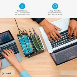 BargainJunkie Atomi Visual Charge 4 Port USB Desktop Charge Station