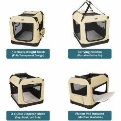 BargainJunkie Veehoo Khaki Folding Soft Dog Crate, XXL New