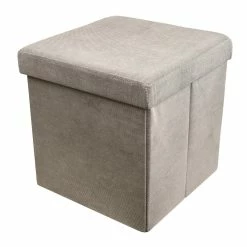BargainJunkie Home & Garden Home And Loft Collection Folding 15” Storage Ottoman, Dark Grey
