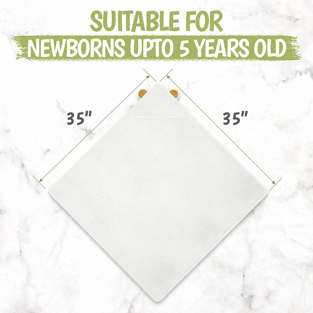 BargainJunkie KeaBabies Bamboo Hooded Towel With Cute Bear Ears, Feather White New