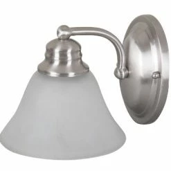 BargainJunkie Home & Garden Catalina 18600-000 Satin Nickel 1-Light Vanity Wall Sconce, Alabaster Glass, 6-1/2-Inch By 6-Inch