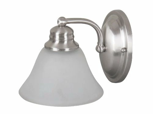 BargainJunkie Home & Garden Catalina 18600-000 Satin Nickel 1-Light Vanity Wall Sconce, Alabaster Glass, 6-1/2-Inch By 6-Inch