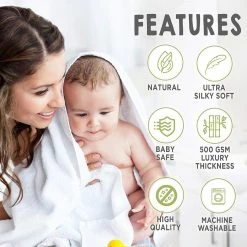 BargainJunkie KeaBabies Bamboo Hooded Towel With Cute Bear Ears, Feather White New