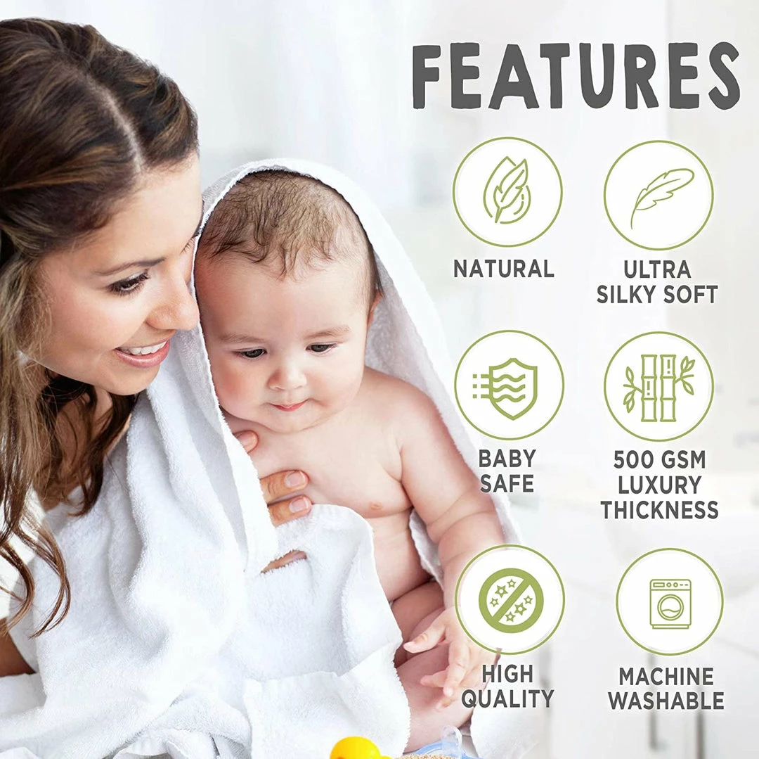 BargainJunkie KeaBabies Bamboo Hooded Towel With Cute Bear Ears, Feather White New