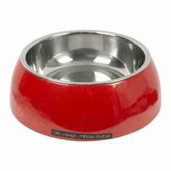 BargainJunkie Lifestyle Loblaws Inc Red Melamine Pet Bowl With Stainless Steel Insert, Large