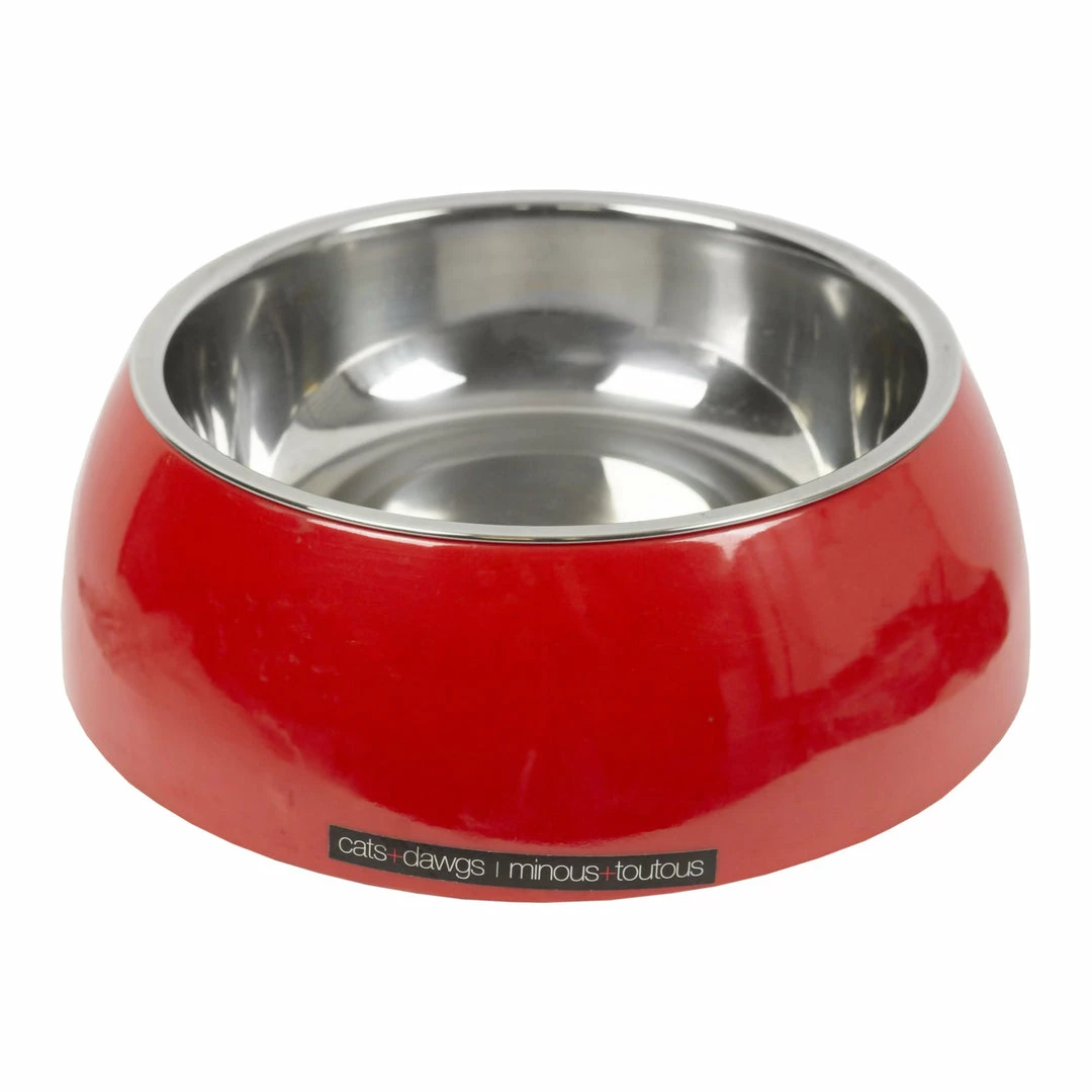 BargainJunkie Lifestyle Loblaws Inc Red Melamine Pet Bowl With Stainless Steel Insert, Large