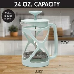 BargainJunkie New Primula Tempo 6 Cup Glass French Coffee Press, Pastel Blue