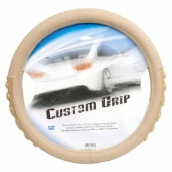 BargainJunkie Tools & Auto Custom Grip Rubberized Steering Wheel Cover Custom Grip, Tan
