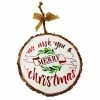 BargainJunkie New 8" We Wish You A Merry Christmas Round Hangable Christmas Decor