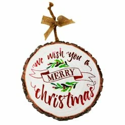 BargainJunkie New 8" We Wish You A Merry Christmas Round Hangable Christmas Decor