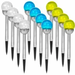 BargainJunkie New 12 Pack Intellibrands Solar Glass Crackle Ball Lights