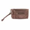 BargainJunkie Faded Glory Washed Pebble Deluxe Wristlet Clutch, Brown Lifestyle