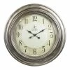 BargainJunkie Empire 24 Inch Decorative Wall Clock, Brushed Silver