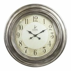 BargainJunkie Empire 24 Inch Decorative Wall Clock, Brushed Silver