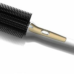 BargainJunkie Tru Beauty, 2-in-1 Hot Styling Brush, Ionic Tourmaline Barrel - White/Gold New