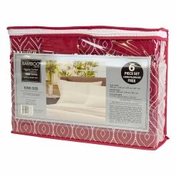 BargainJunkie Cool Comfort Super Soft MicroFiber King & California King Sized 6 Piece Sheet Set, Dark Red