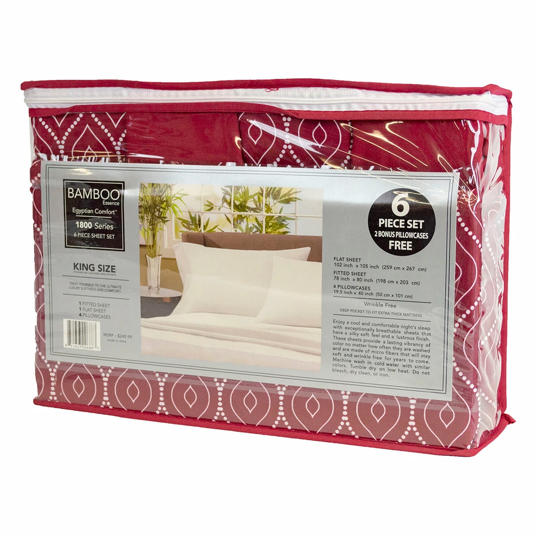 BargainJunkie Cool Comfort Super Soft MicroFiber King & California King Sized 6 Piece Sheet Set, Dark Red