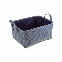 BargainJunkie Home & Garden Home Ease 4 Piece Deluxe Fabric Storage Basket Set, Blue