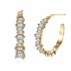 BargainJunkie New 14K Gold Plating Emerald Cut Asymmetrical Swarovski Elements Earrings