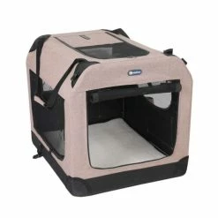 BargainJunkie Veehoo Beige Coffee Folding Soft Dog Crate, XL