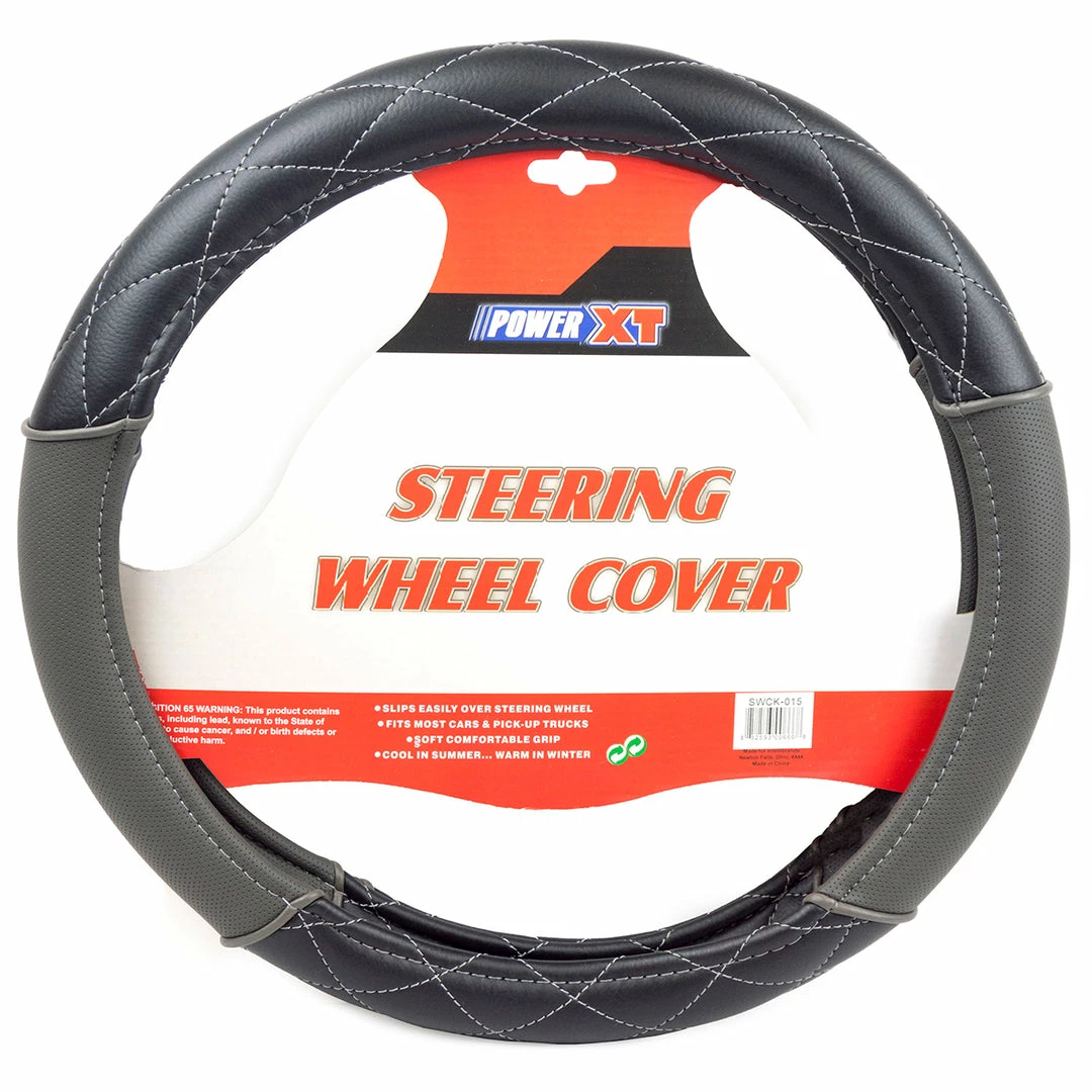 BargainJunkie PowerXT Steering Wheel Cover, Grey & Cross-Textured Black Tools & Auto