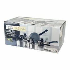 BargainJunkie Kitchen Complete Cuisine 9-Piece Ceramic & Stainless Steel Cookware Set, Blue