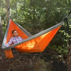 BargainJunkie Lifestyle Gadgets UST SlothCloth Portable Double Hammock 2.0, Orange-Gray