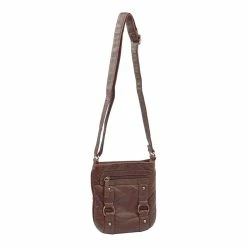 BargainJunkie Faded Glory Compact Sling Washed Handbag, Brown Lifestyle