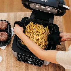 BargainJunkie New Ninja Foodi 5-in-1 Indoor Grill W/ 4-Quart Air Fryer Cinnamon, Refurbished