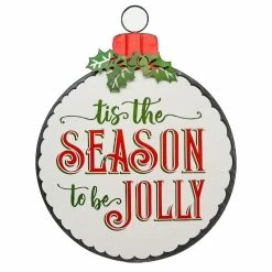 BargainJunkie New Jumbo 27 Inch Tis The Season To Be Jolly Metal Christmas Bulb