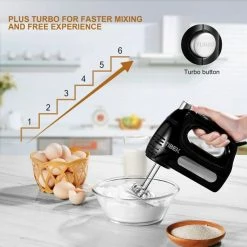 BargainJunkie New Tibek 6 Speed Electric Hand Mixer, Black