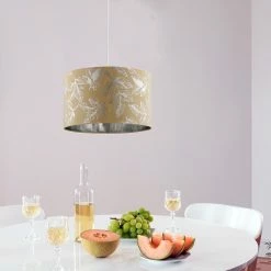 BargainJunkie Catalina By Evolution Silver Foil Fabric Pendant Light Home & Garden