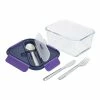 BargainJunkie Built New York Gourmet Glass Salad Bento 45 Oz With Stainless Steel Utensils