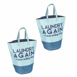 BargainJunkie Home Ease Large Blue Collapsible Two Tone Laundry Bag, 2 Pack New