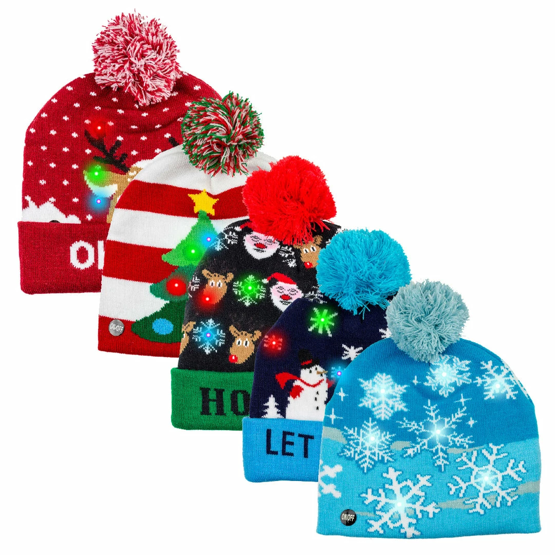 BargainJunkie New Festive Light Up LED Christmas Knit Hat