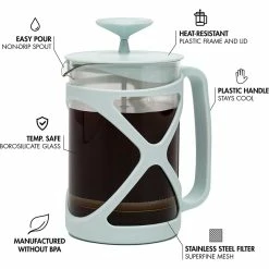 BargainJunkie New Primula Tempo 6 Cup Glass French Coffee Press, Pastel Blue