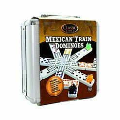 BargainJunkie Classic Games Mexican Train Dominos Set With Aluminum Case