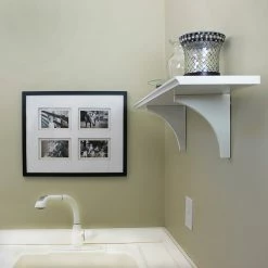 BargainJunkie Home & Garden Kathy Ireland 23” Mission Bracket Wall Shelf, White